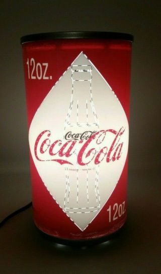 2001 Coca - Cola Lamp 12oz Can Red White Diamond Euc Retro Nightlight