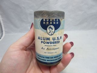 Vtg Nurse Brand Alum U.  S.  P Powdered Astringent Cardboard Tin.  Full