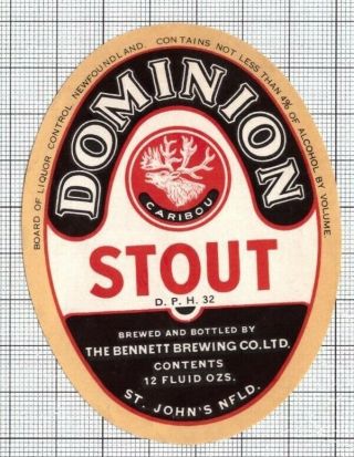 Canada Bennett Brew,  St.  John,  Newfoundland Dominion Caribou Beer Label C2047 012