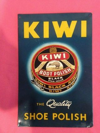 Vtg Kiwi Shoe Polish Metal Sign 14 1/2 X 9 1/2 Inches