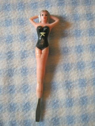 Vintage 5 " Novely Flat Head Screwdriver Screw Driver Pin Up Girl Silver Hair