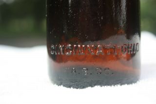 Vintage Amber Straight Side SS Coca Cola Bottle - - Cincinnati,  Ohio - - OH 2