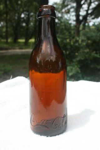 Vintage Amber Straight Side SS Coca Cola Bottle - - Cincinnati,  Ohio - - OH 5