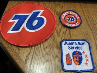 Vintage Union 76 " Minute Man " Embroidered Patch,  6 Inch Patch,  Island Service
