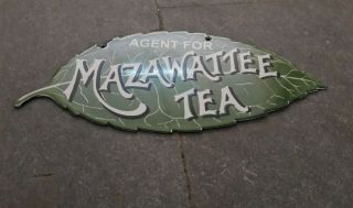 Porcelain Mazawattee Tea Service Enamel Sign Size 10 " X 5 " Inch