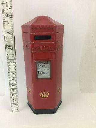 English British London Red Postbox Post Box Tea Caddy Tin Container Decorative