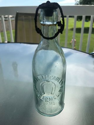 Danl.  Mccauley Mt.  Carmel,  Pa Blob Top Pre Prohibition Beer Bottle - Very Rare