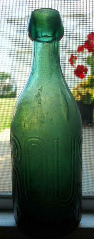 Old Early Smooth Base Green E.  Roussell Philadelphia Dug Soda Bottle