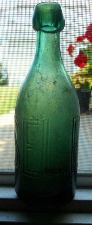 Old Early Smooth Base Green E.  Roussell Philadelphia Dug Soda Bottle 2