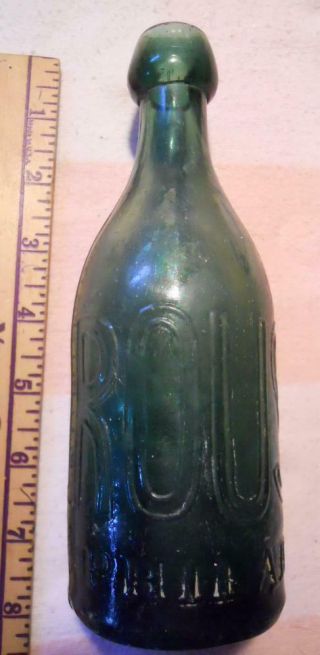 Old Early Smooth Base Green E.  Roussell Philadelphia Dug Soda Bottle 3