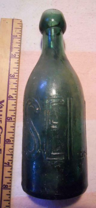Old Early Smooth Base Green E.  Roussell Philadelphia Dug Soda Bottle 4