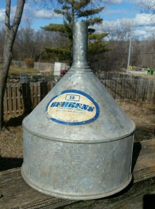 Cool Old Vintage Large Galvanized Metal Funnel Rustic Primitive Farm Barn Tool