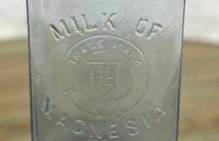 Antique 1906 Aqua Phillips’ Milk Of Magnesia Bottle Light Blue Medicine Dated 4