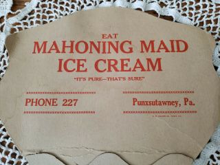 Vintage Ice Cream Advertising Fan Eat Mahoning Maid Punxsutawney Pa 8 