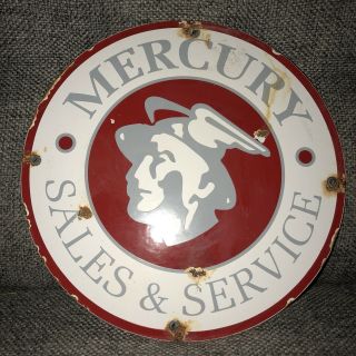 Mercury Auto Sales & Service Porcelain Sign Vintage