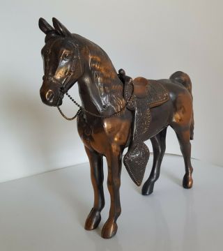 Metal Horse Figure With Removable Saddle 10 X 11 "