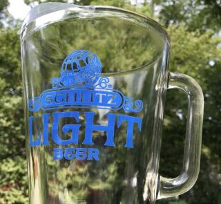 Vintage Schlitz Light Glass Beer Pitcher Blue - RARE 4
