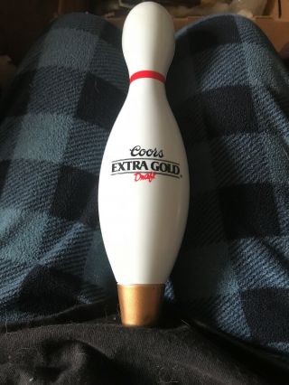 Coors Extra Gold Draft Beer Tap Handle Knob Bowling Pin - Vintage Rare