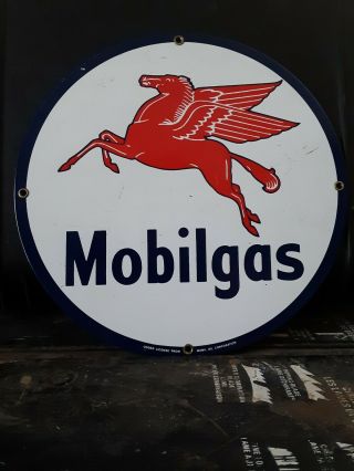 Rare Vintage Mobil Pegasus Mobilgas Porcelain Sign