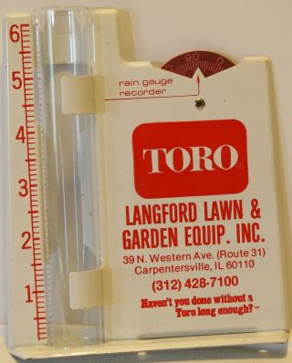 Vintage Toro Rain Gauge Recorder Langford Lawn & Garden Carpentersville Il