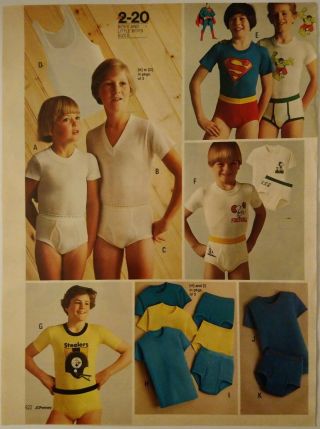 1980 Vintage Paper Print Ad Snoopy Hulk Superman Fashion Boys Briefs Underwear