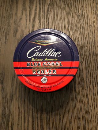 Vintage Cadillac Blue Coral Sealer Advertisement Jar - Milk Glass