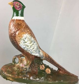Vintage 70’s Holland Mold Ceramic Pheasant Bird Statue Figurine 10 " X13 " Pristine