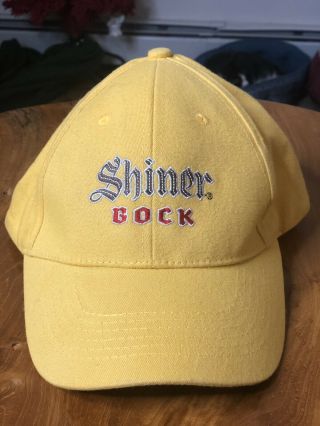 Shiner Bock Baseball Hat Cap Adjustible Size Yellow