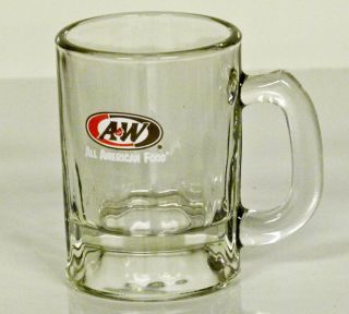 A & W Root Beer Mug/cup Glass Collectible 3 1/4 Inches Tall 2 1/8th Diameter