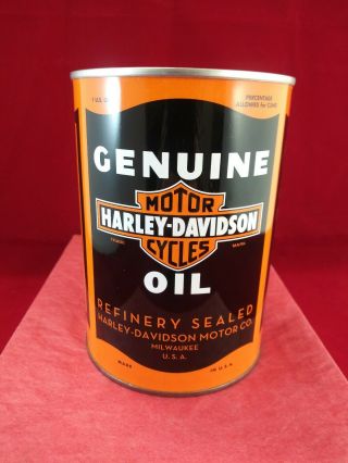 Harley Davidson Motorcycle Oil Can Full Metal 1 Quart
