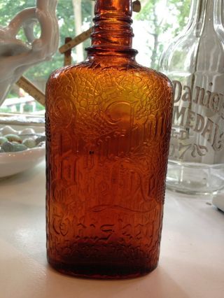 Vintage Bourbon Deluxe Whiskey Bottle Embossed Amber Glass U.  D.  Ltd 1931 Canada