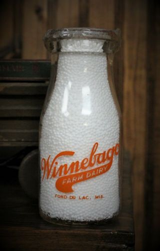 Winnebago Farm Dairy Fond Du Lac,  Wis Milk Bottle Pint Wisconsin Sign