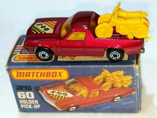 Holden Ute Maroon With 2 Yellow Bikes.  Matchbox Superfast Made In England