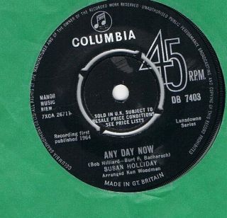 Scarce - Susan Holliday - Any Day Now/dont Come Knocking At My Door - Uk Columbia