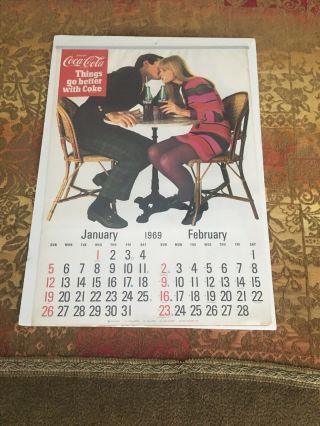 Vintage 1969 Coca Cola Calendar,  “things Go Better With Coke” 6 Page/12 Months
