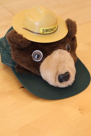 Vintage Smokey The Bear Snapback Plush Hat By 3 West