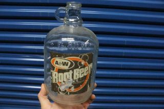 Vintage A&w Root Beer Syrup Clear Glass Jug W/ Label No Cap 80 Oz