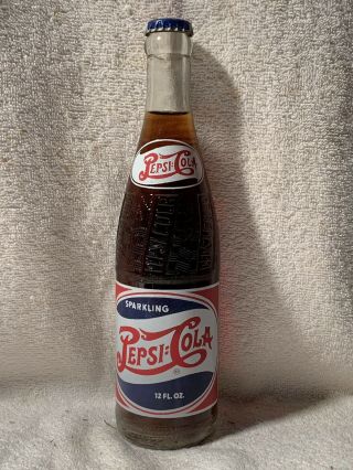 Rare Full 12oz Pepsi - Cola Red White & Blue Acl Soda Bottle Goldsboro,  N.  C.