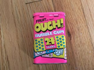 Vintage Amurol Products Ouch Pink Bubble Gum Band - Aid Tin Made In The Usa Empty