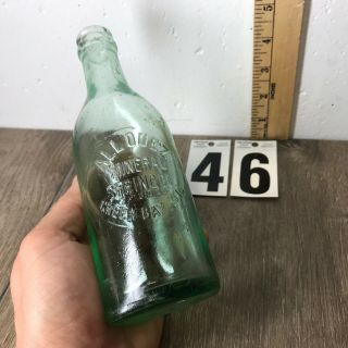 Allouez Mineral Spring Co Green Bay Wisconsin Glass Soda Bottle Antique 7oz Aqua