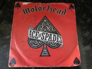 Signed Motorhead Ace Of Spades 7 " Vinyl - Lemmy,  Fast Eddy,  Phil Taylor