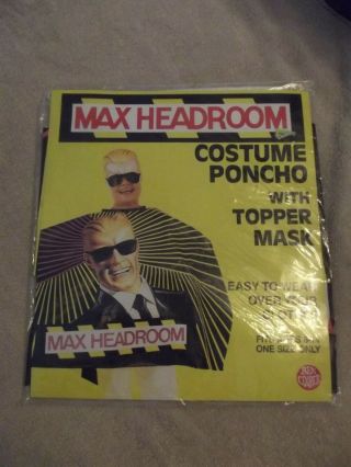 Rare 1987 Max Headroom Poncho & Mask Costume Ben Cooper Mip