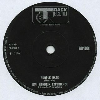 Jimi Hendrix Experience Purple Haze 7 " 45 Vinyl Rare 1967 Uk 1st Press