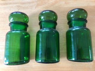 Green Glass - 9” - Belgium Apothecary / Cannister Jars With Bubbletop Lids
