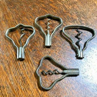 Four Havel Patent Unsigned Antique Folding Bow Corkscrews