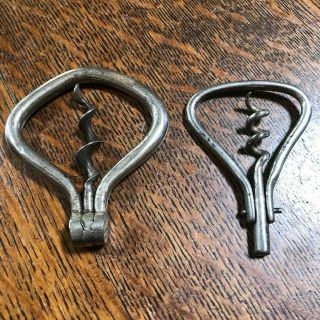 Two Antique Folding Bow Corkscrews -