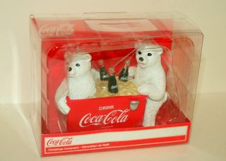 Kurt Adler Coke Coca - Cola Bears With Cooler Christmas Ornament 2017 Nos Box