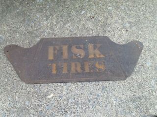 Old Fisk Tires Metal Sign Vintage Barn Fresh Uncleaned Authentic