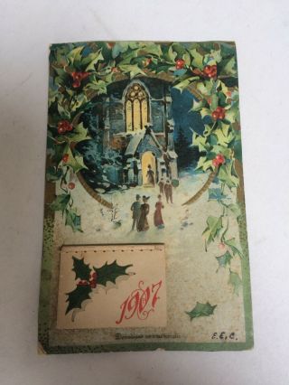 Vintage Ink Blotter,  Christmas 1907 With Calendar,  Dennisons