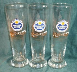Vintage Schneider Weiss 0.  5l Pilsner German Beer Glasses Set Of 3